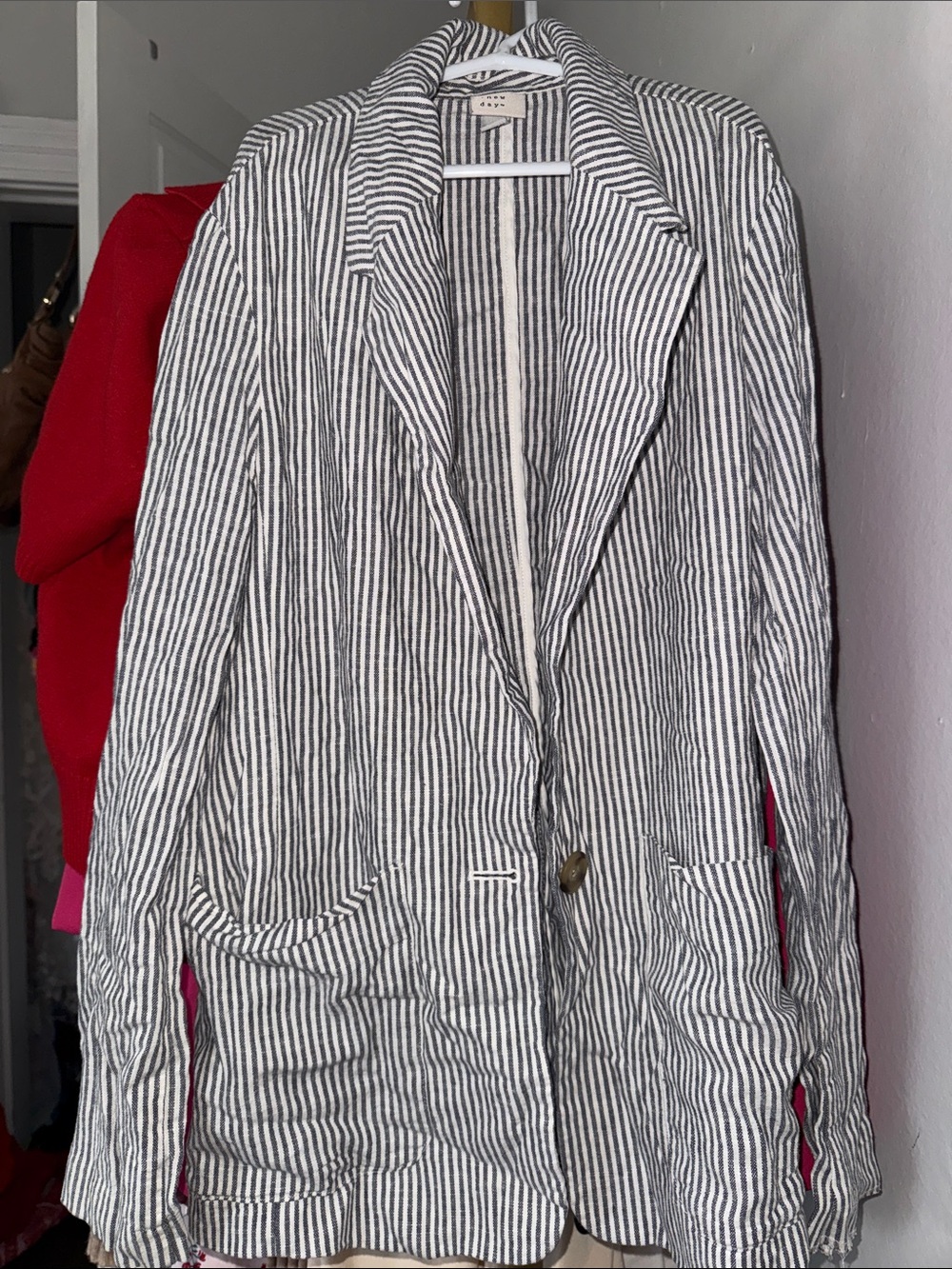 a new day Black and White Striped Blazer